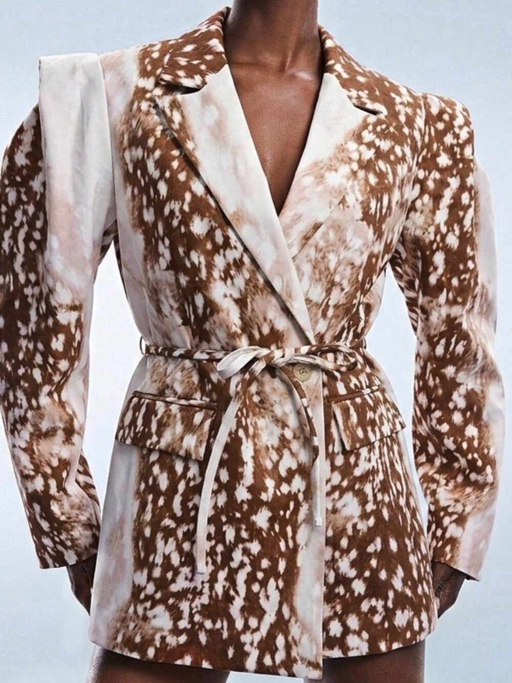 Multicolor Casual Women's Animal Print Contrast Oversized Wide Shoulder Blazer